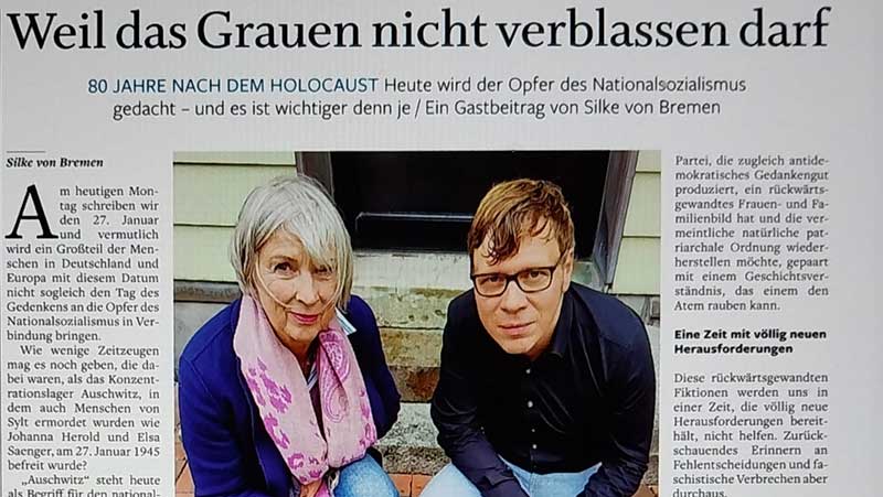 »Weil das Grauen nicht verblassen darf« – Sylter Rundschau v. 27.01.2025